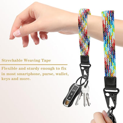 Stretchy Wristlet Keychain, Wrist Lanyard Strap Key Chain Holder to Hold Keys Wallet Phone ID Badge for Men Women