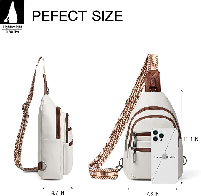 Leresas Sling Bag for Women Crossbody Bags Fanny Pack Sling Purse Backpack Vegan Leather Shoulder Bag Gifts Travel Handbag Anti Theft Beige