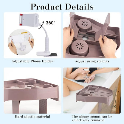 Hot Tub Table Tray with Adjustable Phone Holder, Inflatable Hot Tub Accessories with 2 Drink Holders, Fits Outdoor Inflatable Spa/Pool, Idea Gifts for Women and Parents
