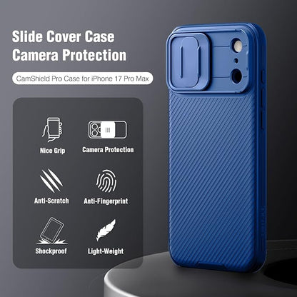 Nillkin Camshield Case for iPhone 17 Pro Max Case, [Built-in Dual Camera Cover][Slim Profile] [Military Grade Drop Protection] Shockproof Bumper Phone Case 6.9 inch 2025 Blue