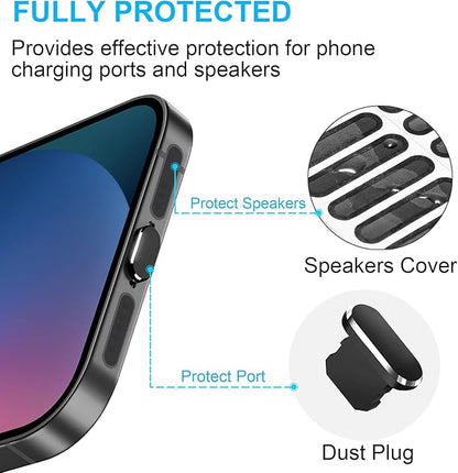 Dust Plug for iPhone, Compatible with iPhone and AirPods, Lightning Port Plug Protector Charging Port Anti Dust Cover Includes Speaker Cover (Black)