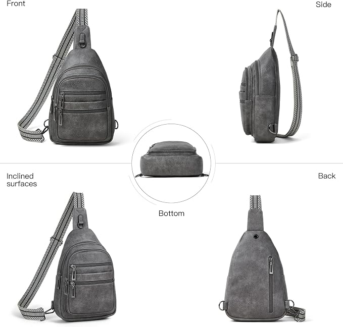 Leresas Sling Bag for Women Crossbody Bags Sling Purse Cross Body Backpack Vegan Leather Over Shoulder Bag Travel Handbag Gifts Dark Grey
