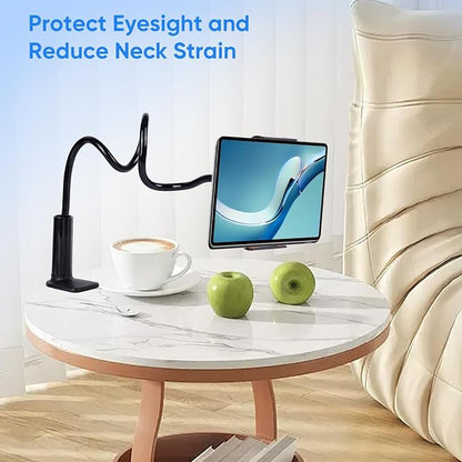 Lazy Bracket Gooseneck Tablet Holder for Bed, 360 Flexible Long Arm Adjustable Tablets Stand Clamp for Desk Phone Mount, Compatible with iPad 4" - 8" Tablet Gooseneck Holder Cell Phone Stand