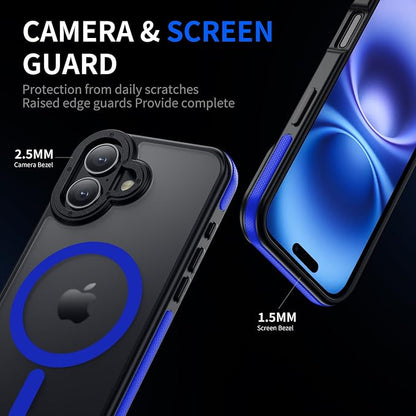 Strong Magnetic Case for iPhone 16 [5X Military-Grade Protection] Compatible with fit MagSafe Shockproof Slim Thin Cover 6.1 inch 16 Phone case, Blue Bumper