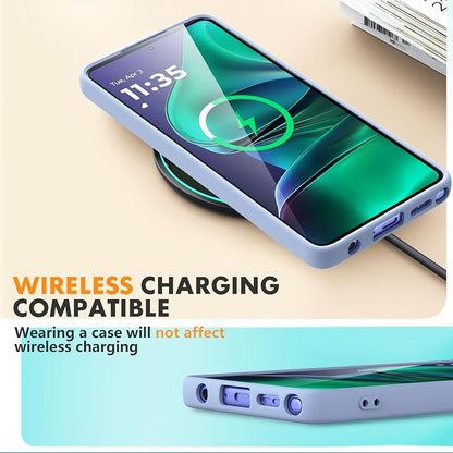 Case for Motorola Moto G Stylus 5G 2025, 2 Pack Tempered Glass Screen Protectors, Soft TPU Liquid Silicone Shockproof Gel Case-Lavender