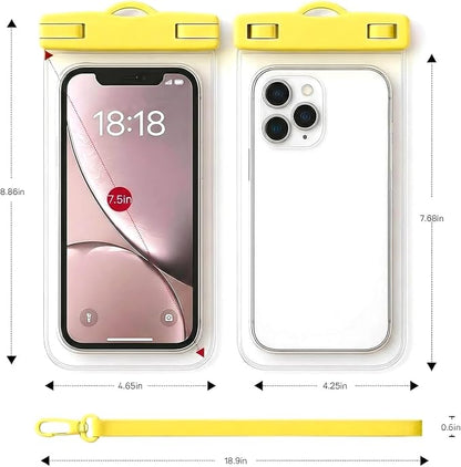 1/2 Pack Waterproof Phone Pouch Compatible with iPhone 17 16 15 Pro Max & Galaxy S24+/S23 7in Waterproof Phone Case with Lanyard, IPX8 Beach Travel Must Haves, Beach Essentials, Yellow, 1 Pack