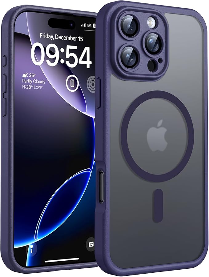 TOCOL for iPhone 16 Pro Max Phone Case Compatible with Magsafe Full Camera Protection Drop Protection Magnetic Translucent Matte Back Bumper Phone Case for 16 Pro Max 6.9-Inch (Midnight Purple)