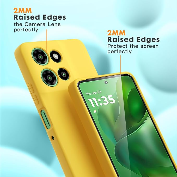 Case for Motorola Moto G Power (2025), 2 Pack Tempered Glass Screen Protectors, Soft TPU Silicone Shockproof Case-Yellow