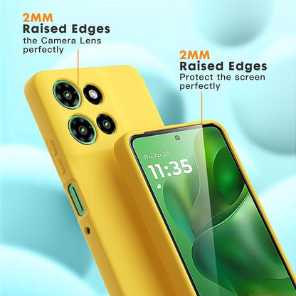 Case for Motorola Moto G Power (2025), 2 Pack Tempered Glass Screen Protectors, Soft TPU Silicone Shockproof Case-Yellow