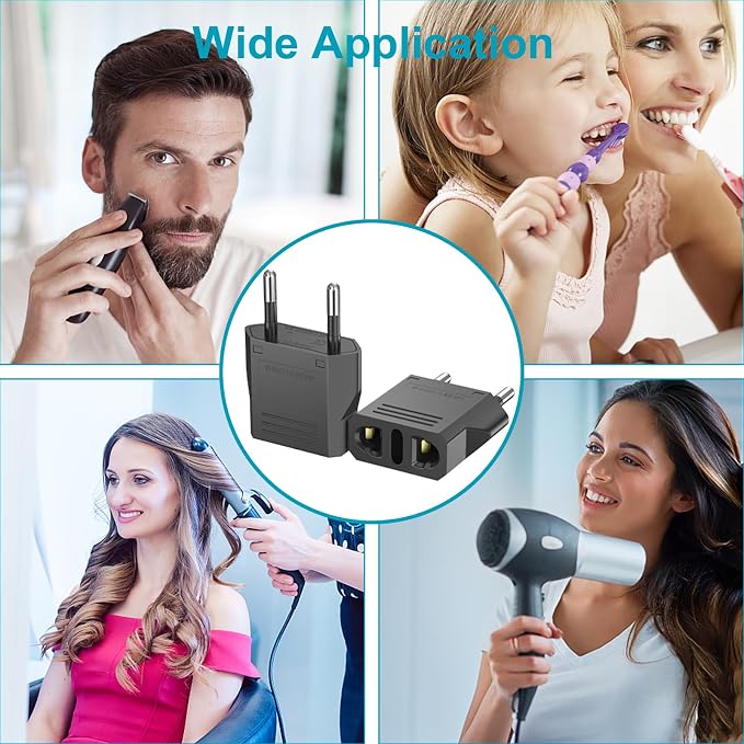Travel Adapter, 10 Pack of US/CA to European Plug Adapter Travel Power Plug Universal Power Jack Wall Plug Converter (Black)
