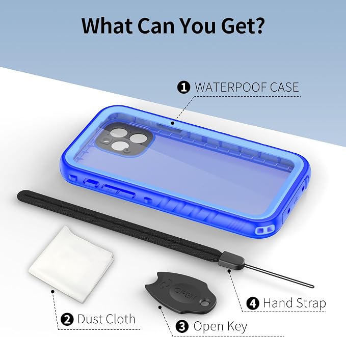 SPORTLINK for iPhone 11 Pro Waterproof Case, Full Body Underwater/Rugged/Heavy Duty Shockproof/Dustproof Case with Built-in Screen Protector for iPhone 11 Pro 5.8 Inch (Blue)