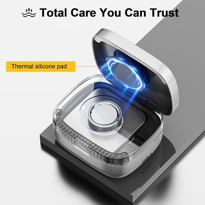 Wireless Charging Case for Oura Ring Gen 4 & 3 Charger, 1000mAh Portable Travel Power Station Fits All-Sized Oura Ring 4 & 3, 30-Day Runtime (Official Charger NOT Included)(Silver)