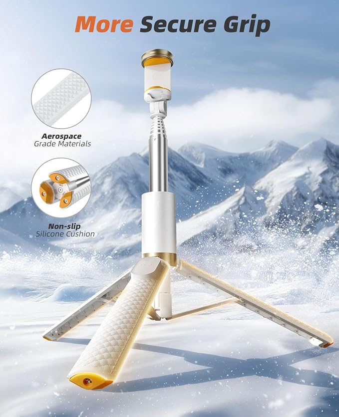 Phone Tripod & Selfie Stick with Remote, Portable, Lightweight for Video Recording Vlog, Extendable Travel Tripod Stand Compatible with iPhone Android, White, 62"