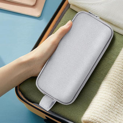 Teskyer Double Layer Cable Organizer Bag, Travel Tech Pouch, Light Grey | Elastic Bands Organization, Water Resistant Fabric, Multiple Compartments, Padded Protection, Travel and Office Use
