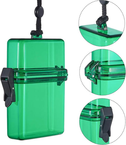 Outus 3 Pcs Waterproof ID Badge Holder Case with Waterproof Buckle Floating Sports Case Locker with Adjustable Hanging Rope Plastic Card Dry Box(Green, Yellow, Purple,4.72 x 2.95 x 1.57 in,Classic)