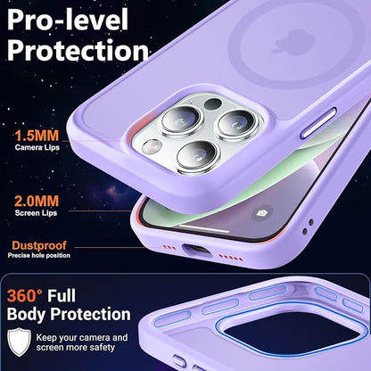 MOCCA Strong Magnetic for iPhone 14 Pro Case, [Compatible with Magsafe][13FT Military Drop Protection] Slim Translucent Matte Shockproof Case for iPhone 14 Pro Phone Case 6.1'', Light Purple