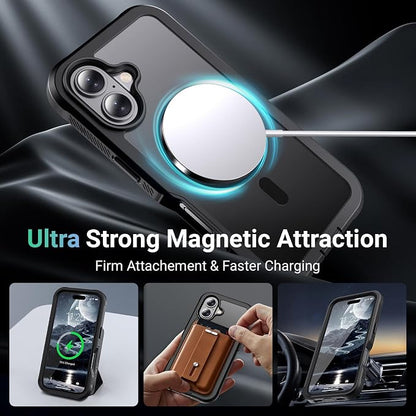 jaroco Magnetic for iPhone 17 Case, [Compatible with MagSafe][Military Grade Drop Protection][Heavy Duty Protection][Non-Slip][Shockproof] 2-Layer Durable Bumper Phone Case 6.3''-Black