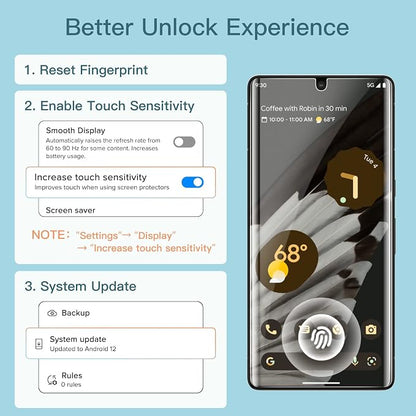 JETech Screen Protector for Google Pixel 7 Pro, 2+2 Pack | with Camera Lens Protector, Flexible TPU Film, Fingerprint ID Compatible, HD Clear, Easy Installation