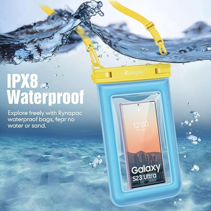 Rynapac Waterproof Phone Pouch Floating - 10in Waterproof Phone Case for Beach Essentials, IPX8 Underwater Cellphone Holder with Lanyard for iPhone 16 15 14 Pro Max, Galaxy 24 23 Ultra (1 Pack)