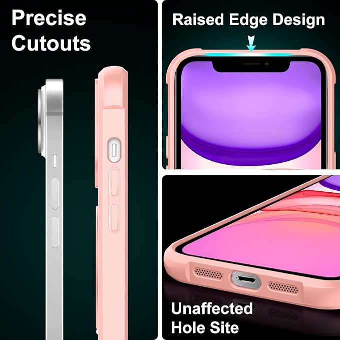 360° Magnetic Swivel Ring for iPhone 11 case, Built-in Metal Stand and Ring Holder, Magsafe Compatible, Military Grade Protection, Shock and Vibration Resistant- Pink