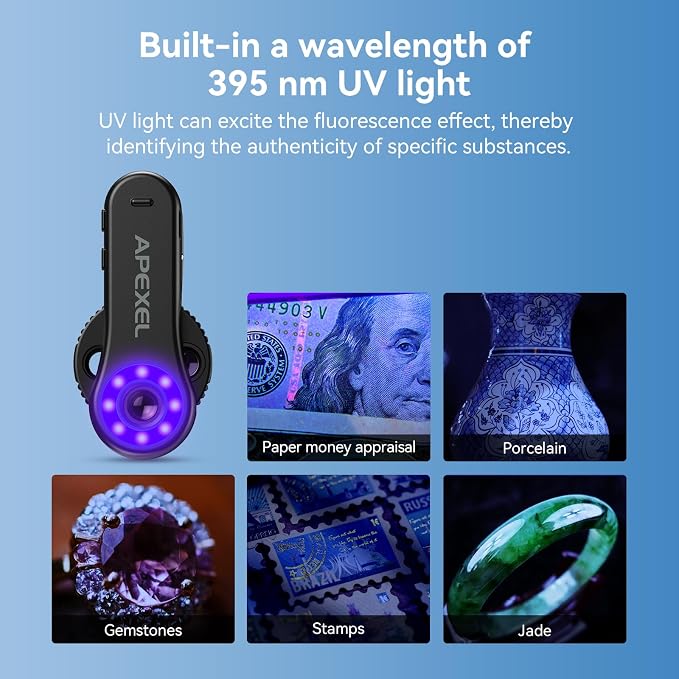 Evil Eye 40X-80X-120X Phone Microscope, Digital Microscope with CPL Filter, 16 LED, 8 UV LED, Wheel Design, Portable Microscope with Universal Clip, Ideal for iPhone 17/16/15/14/13, Samsung & Android