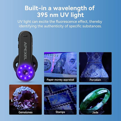 Evil Eye 40X-80X-120X Phone Microscope, Digital Microscope with CPL Filter, 16 LED, 8 UV LED, Wheel Design, Portable Microscope with Universal Clip, Ideal for iPhone 17/16/15/14/13, Samsung & Android