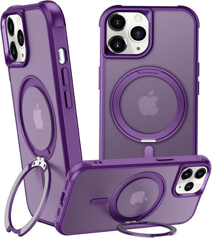 360° Magnetic Swivel Ring for iPhone 12 pro max case, Built-in Metal Stand and Ring Holder, Magsafe Compatible, Military Grade Protection, Shockproof - Purple