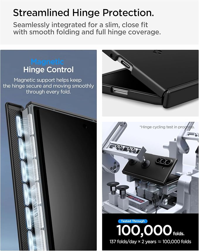 Spigen Air Fit Pro MagFit for Galaxy Z Fold 8 Ultra Case, Black | Qi2 Certified, PU Hinge Protection, Air Cushion Tech, Compatible with MagSafe, Ultra Thin Case, Camera Plateau Protection