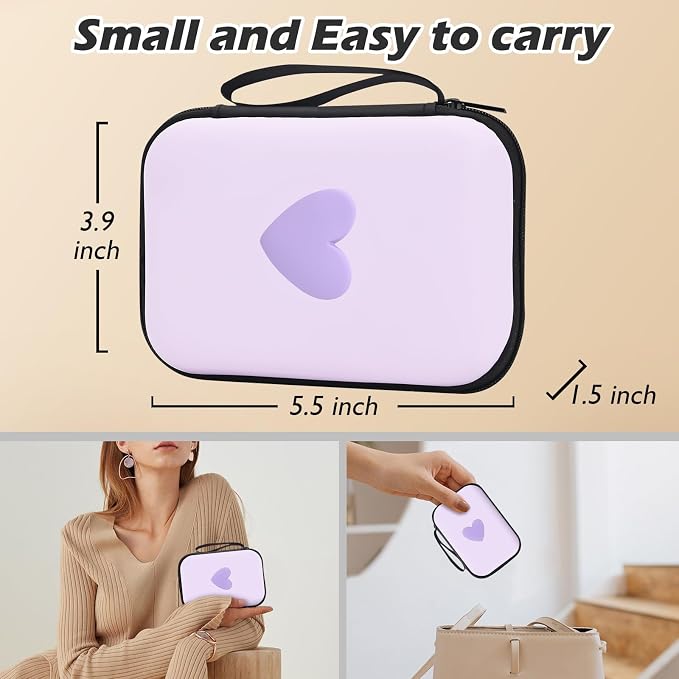 CameCosy DIY Phone Charger Case Storage Sets Cable Protector Earphone Wire Saver with Travel Storage Bag, Cute Cable Charger Protector Cord Organizer for iPhone (Purple Love Heart)