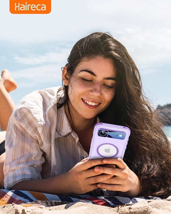 for iPhone Air Waterproof Case with Magsafe, Built-in [Camera & Screen Protector] [Lanyard], IP68 Water Proof Full Body Dustproof Heavy Duty Frosted Protective Phone Cover, 6.7" Purple