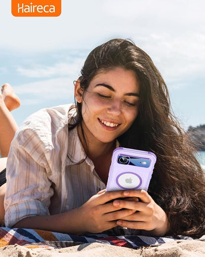 for iPhone Air Waterproof Case with Magsafe, Built-in [Camera & Screen Protector] [Lanyard], IP68 Water Proof Full Body Dustproof Heavy Duty Frosted Protective Phone Cover, 6.7" Purple