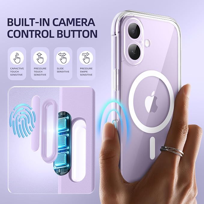 BERFY for iPhone 17 Case, Compatible with MagSafe, Built-in Glass Screen Protector, Camera Protection, Shockproof Full Body Phone case 6.3", Clear