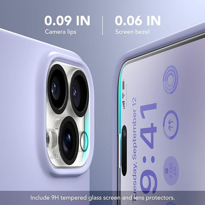 GONEZ Magnetic for iPhone 15 Pro Case, Compatible with MagSafe, [Screen Protector + Camera Lens Protector], Silicone Shockproof Anti-Scratch Protective Phone Case 6.1 inch, Lilac