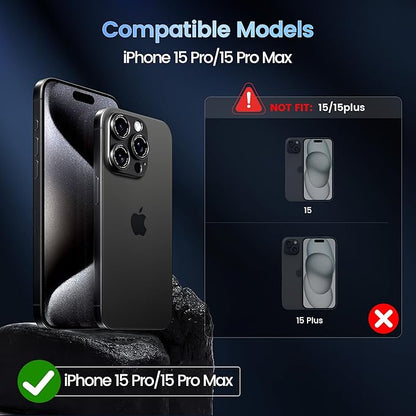 CACOE Camera Lens Protector for iPhone 15 Pro/15 Pro Max - Metal Frame Tempered Glass Cover, [Anti-Scratch] [Drop-Proof][Strong-Adhesion] Camera Screen Cover(Black)