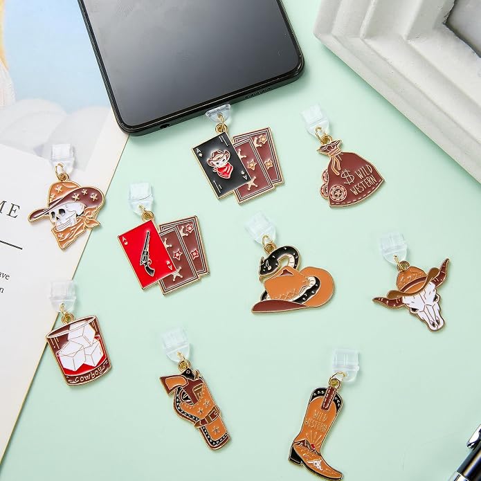 7-10Pcs Dust Plug Charm Type C with Alloy Pendants Cute Cell Phone Charms for Most Type C Phone,Readers Device