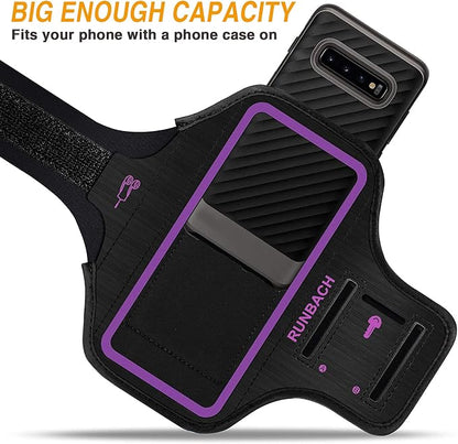 Armband for Samsung Galaxy S26+/S25+/S24+/S23+/S22+/S20+/S10+/S9+/S8+, Running Exercise Gym Bag with Key Holder and Card Slot (Black)