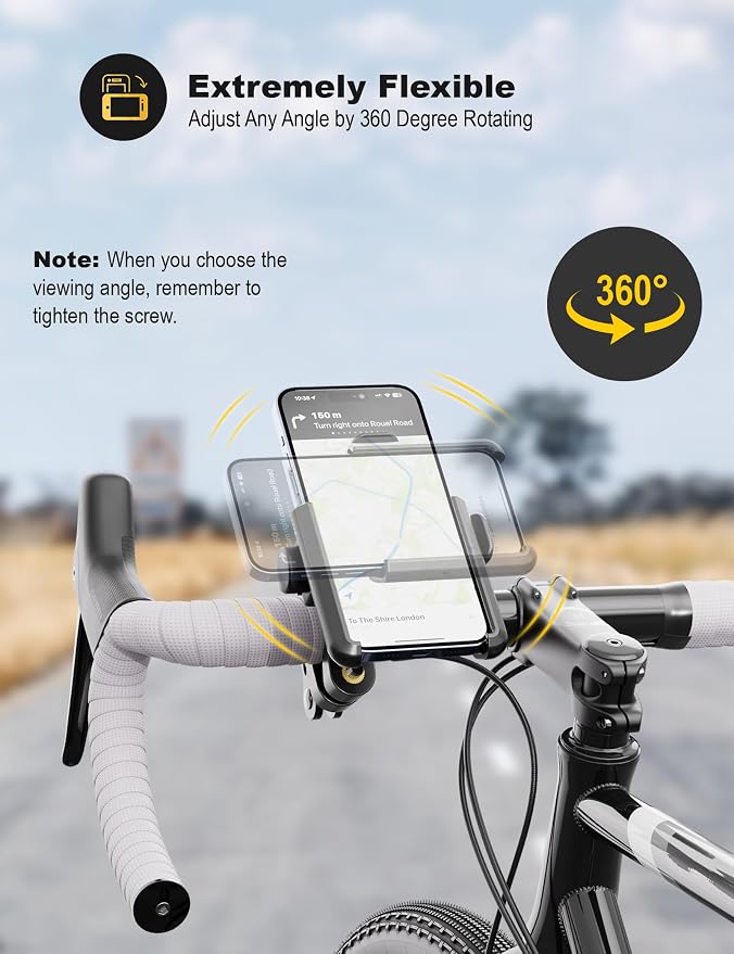 Grefay Bike Phone Mount Universal Motorcycle Handlebar Phone Holder 【1S Quick Release】 Anti Shake Bicycle Phone Clamp for Road Bike/MTB/Scooter with 360 Rotation for 3.5-7.0 inches Smartphone
