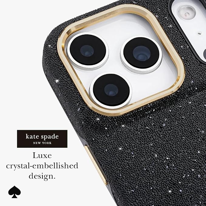 kate spade new york iPhone 17 Pro Case - Compatible with MagSafe - Designer Phone Case - Crystal Pave Nightfall