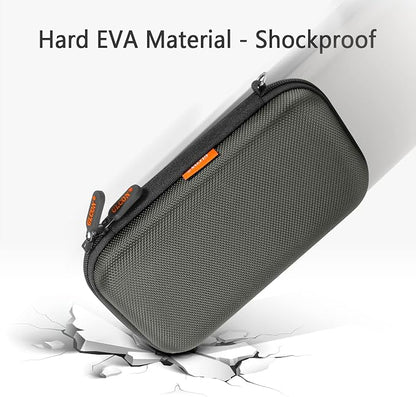 Dustproof Carrying Case Electronic Accessories Cable Organizer - Portable Small Travel Charger Case Power Bank Phone Pouch - Double Zippers Wallet Hard EVA Storage Carry Bag - Silver Grey