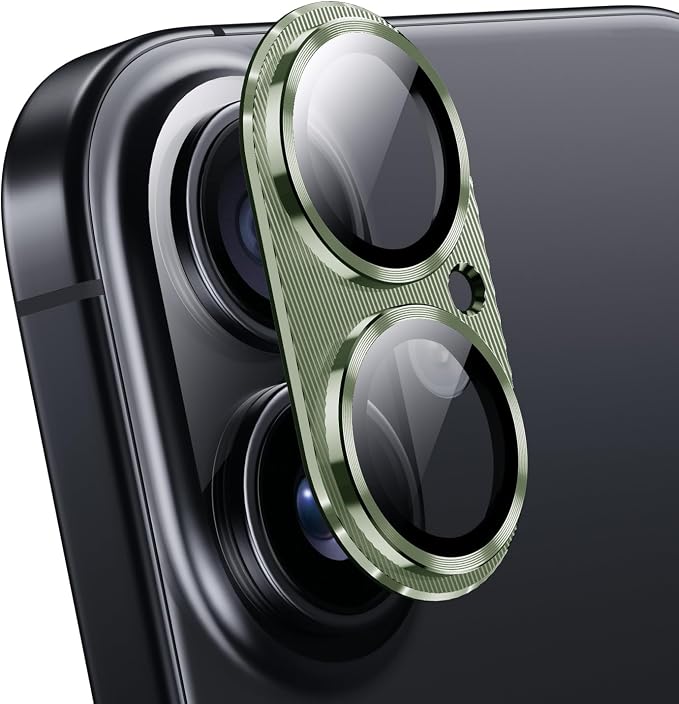 Korecase Camera Lens Protector for iPhone 17/iPhone 16 /iPhone 16 Plus Rear Metal Tempered Glass Camera Cover,Aluminum Alloy Whole Lens Case Friendly -Green