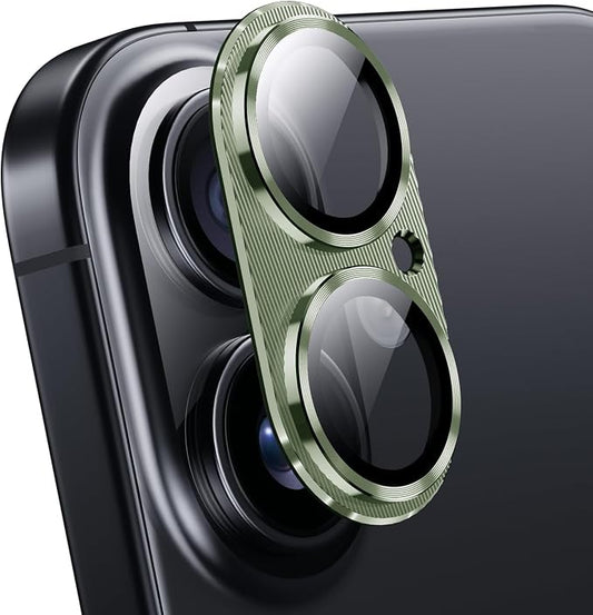Korecase Camera Lens Protector for iPhone 17/iPhone 16 /iPhone 16 Plus Rear Metal Tempered Glass Camera Cover,Aluminum Alloy Whole Lens Case Friendly -Green