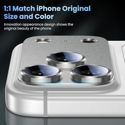 Uyiton Compatible with iPhone 17 Pro Camera Lens Protector - [Not Easy to Break][Strong Adsorption][Case-Friendly] Metal Tempered Glass Rear Camera Screen Cover - Natural Titanium, 2 Packs