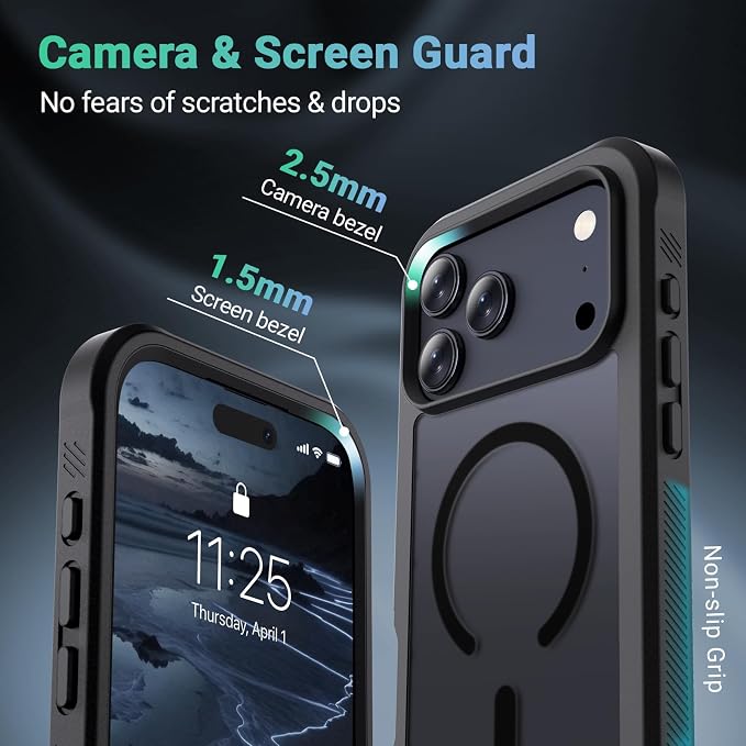 jaroco Magnetic for iPhone 17 Pro Max Case, [Compatible with MagSafe][Military Grade Drop Protection][Heavy Duty Protection][Non-Slip][Shockproof] 2-Layer Durable Bumper Phone Case 6.9''-Black