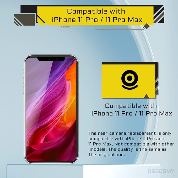 for iPhone 11 Pro Max Back Camera Replacement OEM for iPhone 11 pro Kit 12MP Main Rear Lens Parts with Ultra Wide Telephoto Lens OIS HDR Photos 4K Video Flex Cable Fix Tool A2160 A2217 A2215
