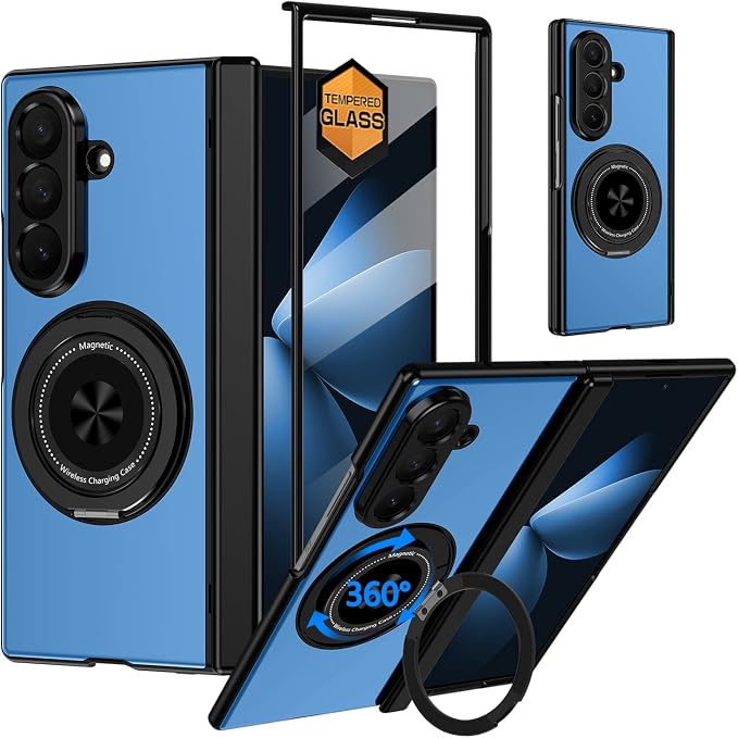 Hekodonk for Galaxy Z Fold 8 Ultra Case with 360 Rotatable Stand,[Compatible with MagSafe][Front Screen Protector],Magnetic Ring Holder with Hinge Protective Case for Samsung Z Fold 8 Ultra,Blue