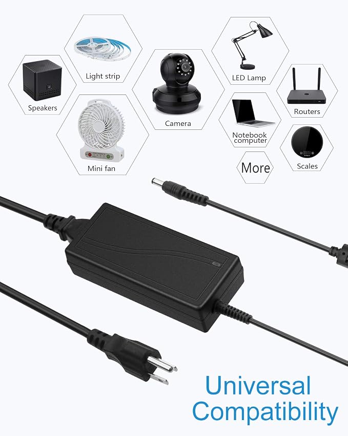 ALITOVE 24V DC Power Supply 3A 72W Power Adapter AC 100-240V 50-60hz to DC 24Volt Converter 3amp Transformer with 5.5x2.1mm Output Jack for LED Light 3D Printer CCTV Camera Wireless Router,5-Pack