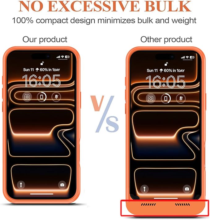 Battery Case for iPhone 17 Pro Max, 12000mAh Protective Charging Case with Wireless Charging Compatible with iPhone 17 Pro Max (6.9 inch) Rechargeable Battery Pack Charger Cover with Carplay (Orange)