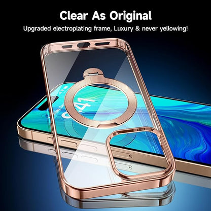 [Tri-Shield Protection] for iPhone 16 Pro Case with 360° Spin Stand Compatible with MagSafe [Magnetic CD Ring] [Screen & Camera Lens Protector] Shockproof Plating Never-Yellowing, Desert Gold-6.3"