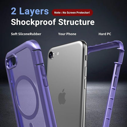 jaroco Magnetic for iPhone SE Case 3rd/2rd,iPhone 8/7 Case, [Compatible with MagSafe][Military Grade Drop Protection][Heavy Duty Protection][Non-Slip] 2-Layer Bumper Phone Case 4.7''-Dark Purple