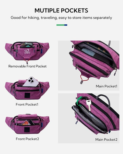 WATERFLY Large Fanny Pack Waist Bag: Multipocket Woman Man Waist Pack Runner Hip Pouch Purse Belt Bag Water Resistant Bum Bag Fit All Phones for Walking Jogging Running Cycling Travelling Hiking